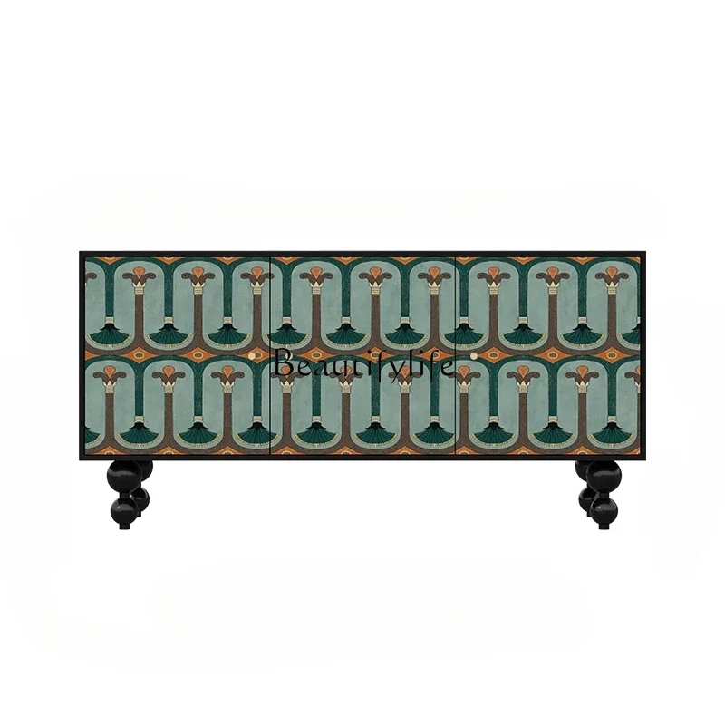 

American Retro Dining Room Multi-Functional Decorative Locker Living Room Solid Wood Storage Cabinet Sideboard Cabinet