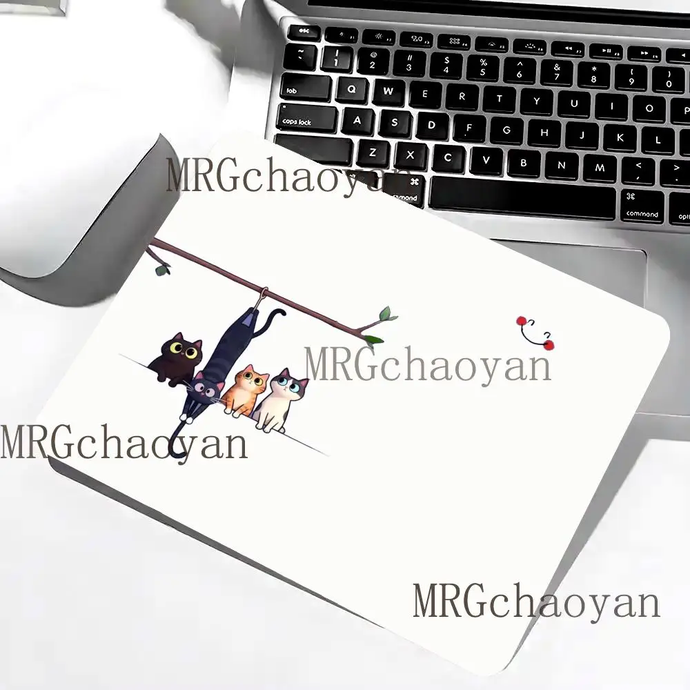 Cartoon Cute Black Cat Mouse Pad Portable Square PC Office Game desk Mats Rubber Anti-slip Mousepad Small Decor Pads Accessories