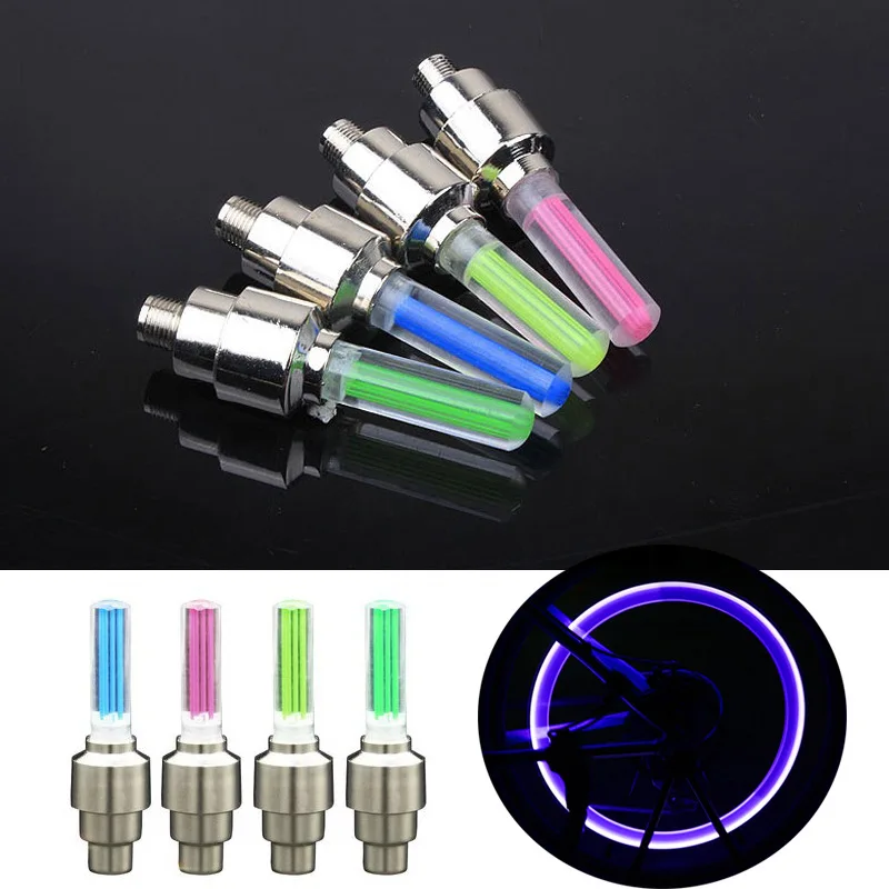 Waterproof LED Tyre Wheel Cap Light 4Colors Flashing Bike Tire Stem Lamp Neon Lights for Car Bicycle Motorcycle