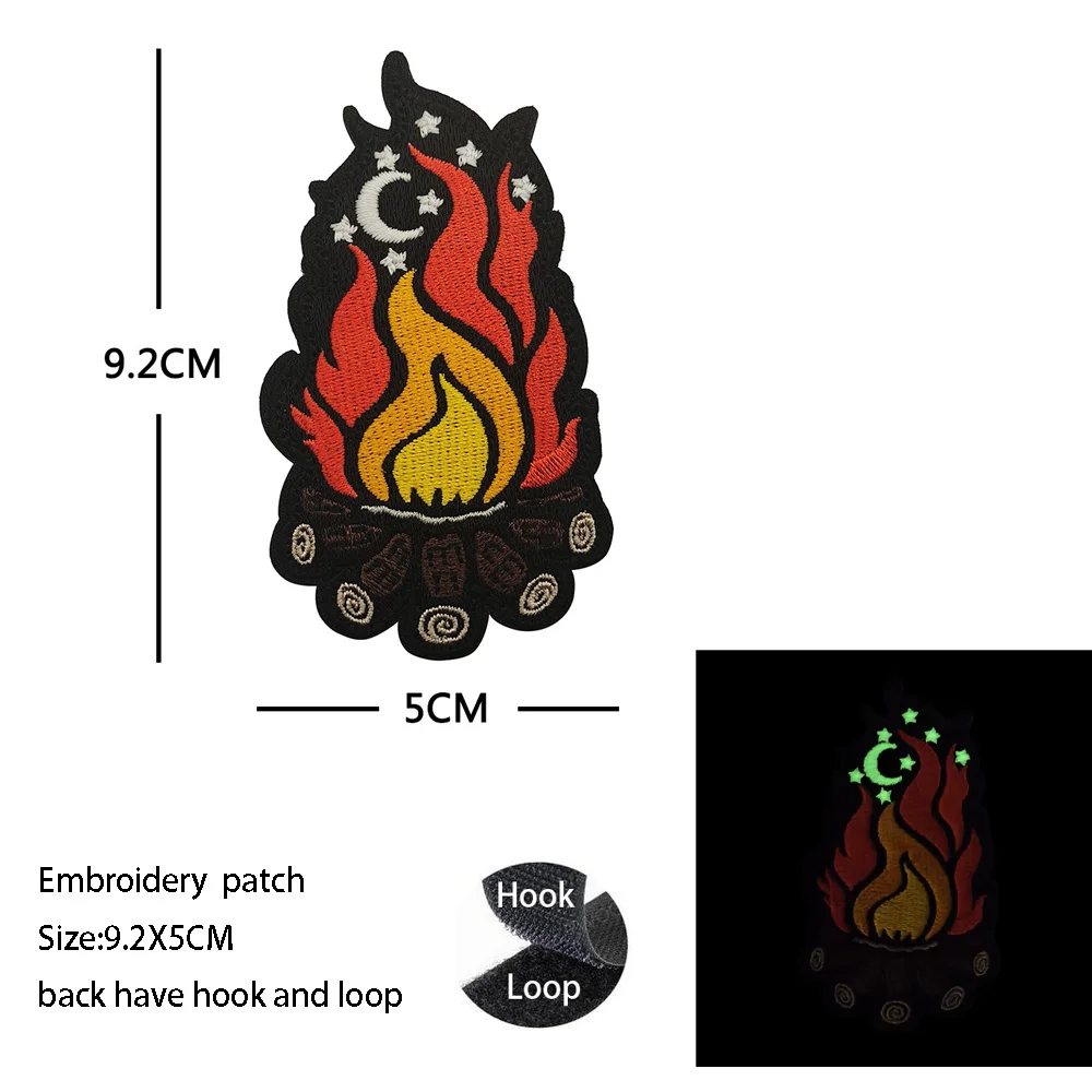 Newly Raccoon Hiking, Natural Forest Park,  Hiking Shoes, Mountain Under The Night Sky, Embroidered Sea Wave Backpack Patches