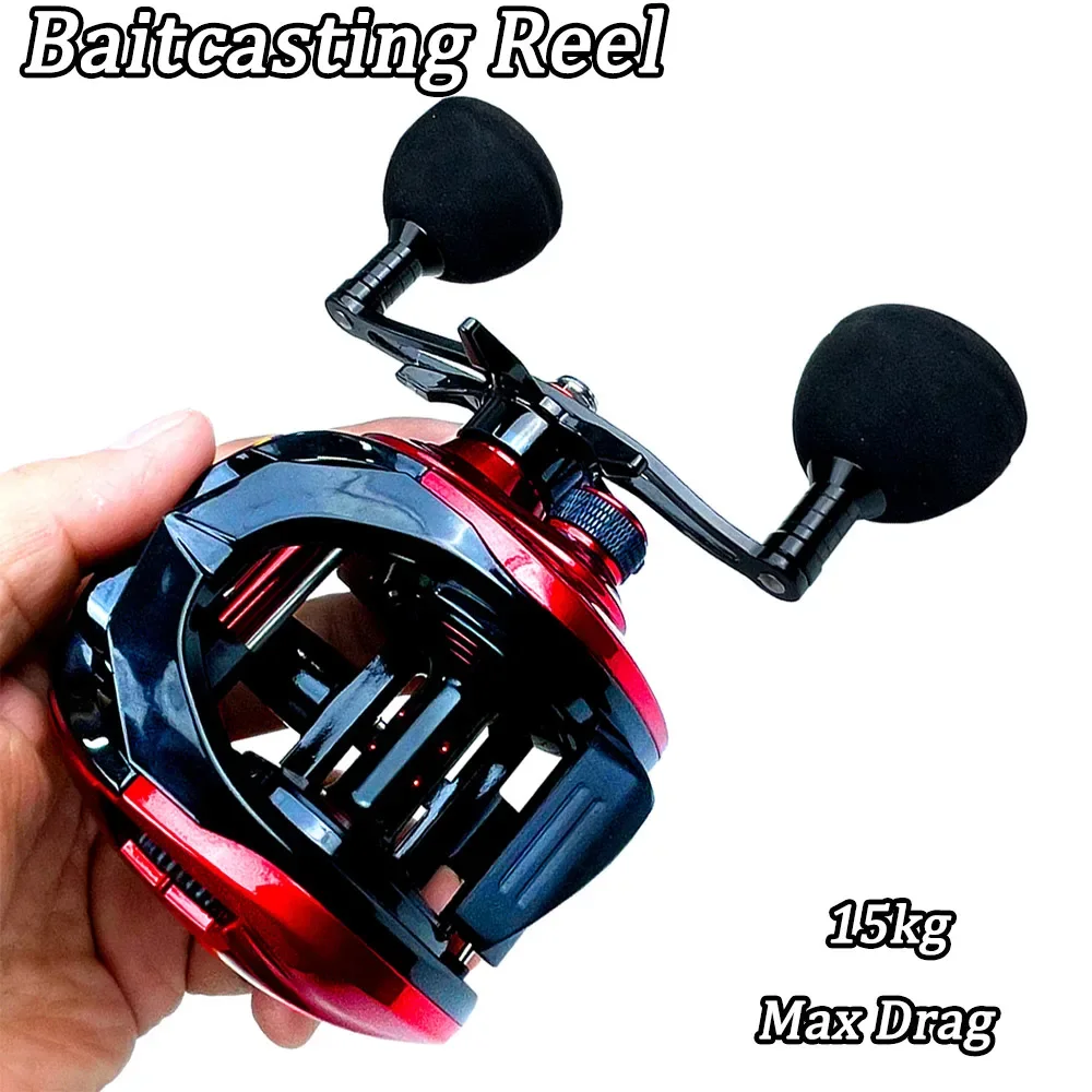 Max Drag 15kg  Deep Spool Baitcasting Reel High Speed 6.4:1 Gear Ratio Fresh Saltwater Magnetic Brake System Fishing Reel