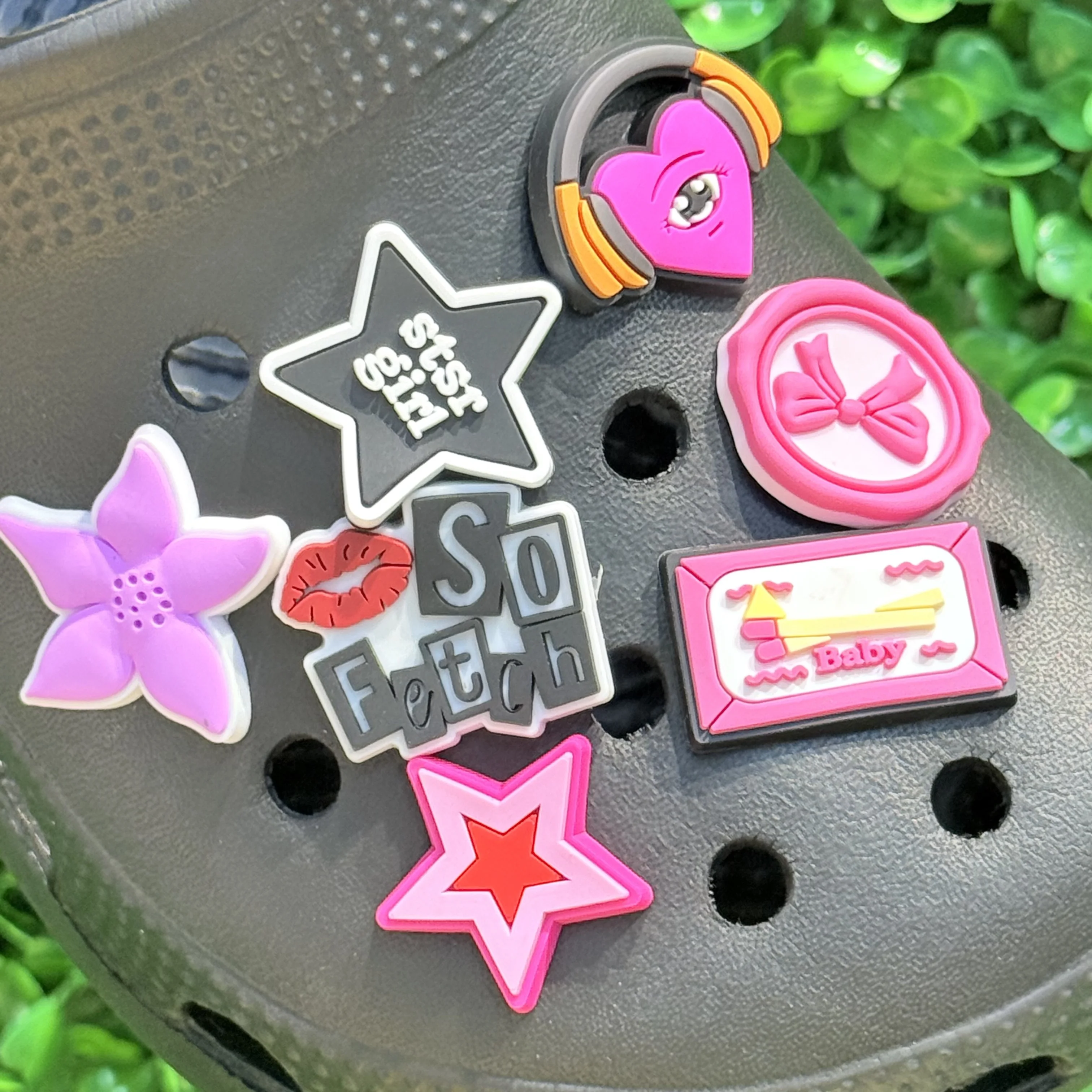 

1-18 шт., вишневый леденец для девочек, бант, звезда, сердце, любовь, медведь, ПВХ, подвески для обуви, аксессуары, браслеты «сделай сам», украшение для обуви, подарок на вечеринку для детей