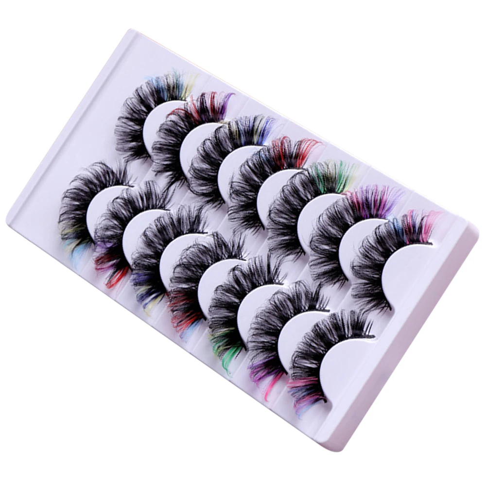 

7 Pairs Colored Eyelashes Curl Lash ExtensionsD Color Wedding Makeup Artists Wear Comfortable Individual Clusters