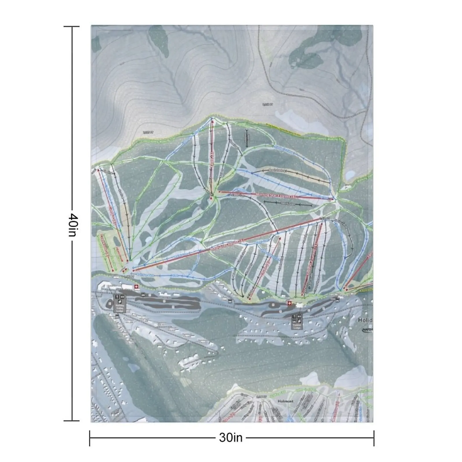 Holiday Valley Resort Trail Map Throw Blanket for winter Multi-Purpose Furrys Flannels Blankets