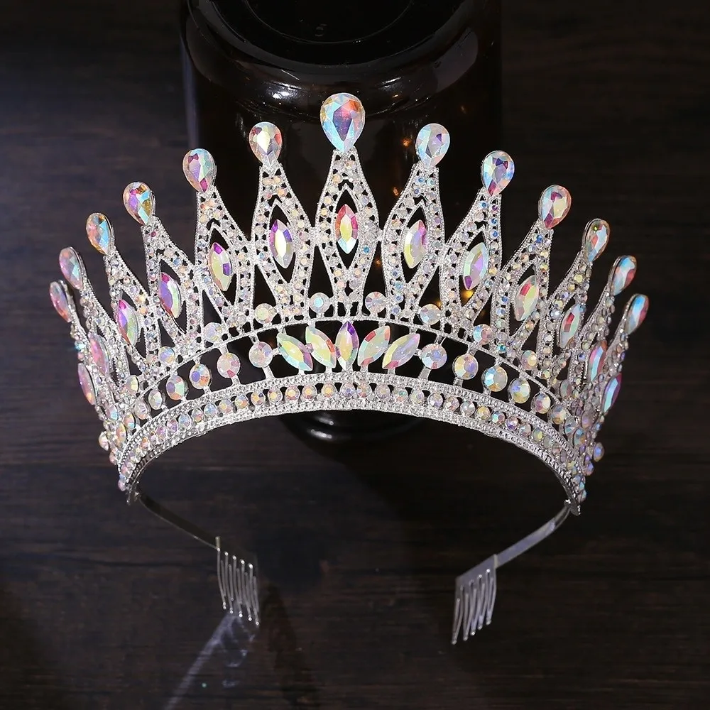 Luxury Vintage Baroque Crown Antique Bronze Shiny Queen Tiara Crown Multi-color Headwear Ancient Greece Tiara Wedding