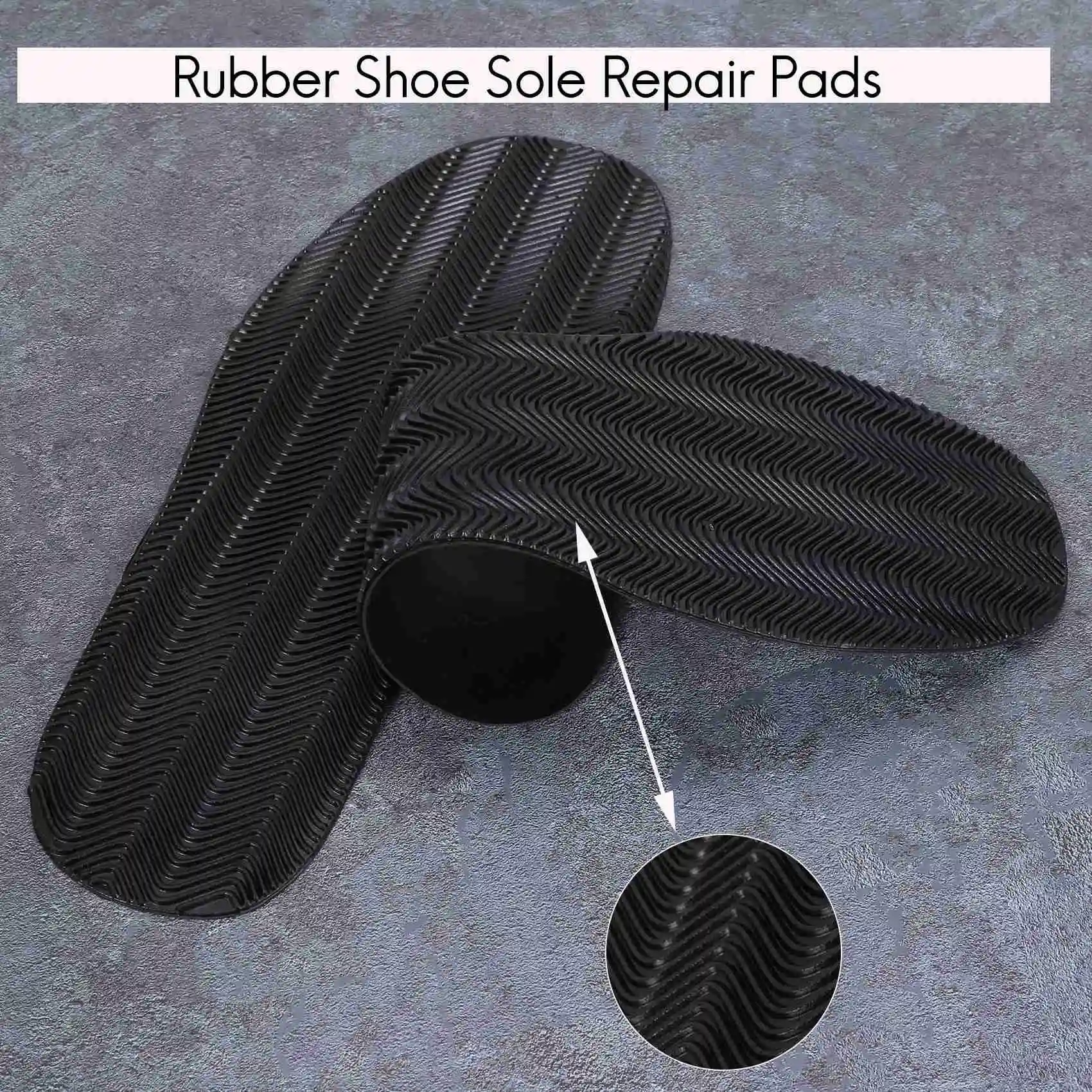 1 Pair DIY Stick On Full Soles Heel Palm Shoe Repair Anti-Slip Grip-rubber Pads - 29X11.5X0.2Cm