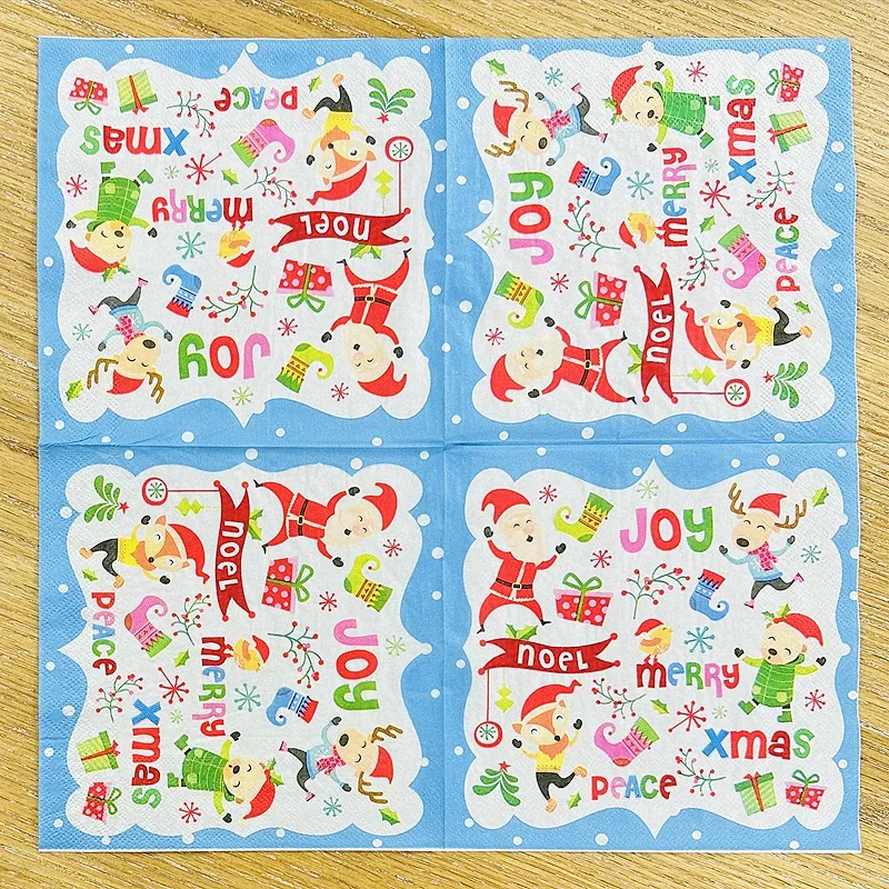 10/20pcs 33*33cm 2-Ply Food Grade Christmas Party Paper Napkins Colorful Printed Paper Placemats for Christmas Decoration