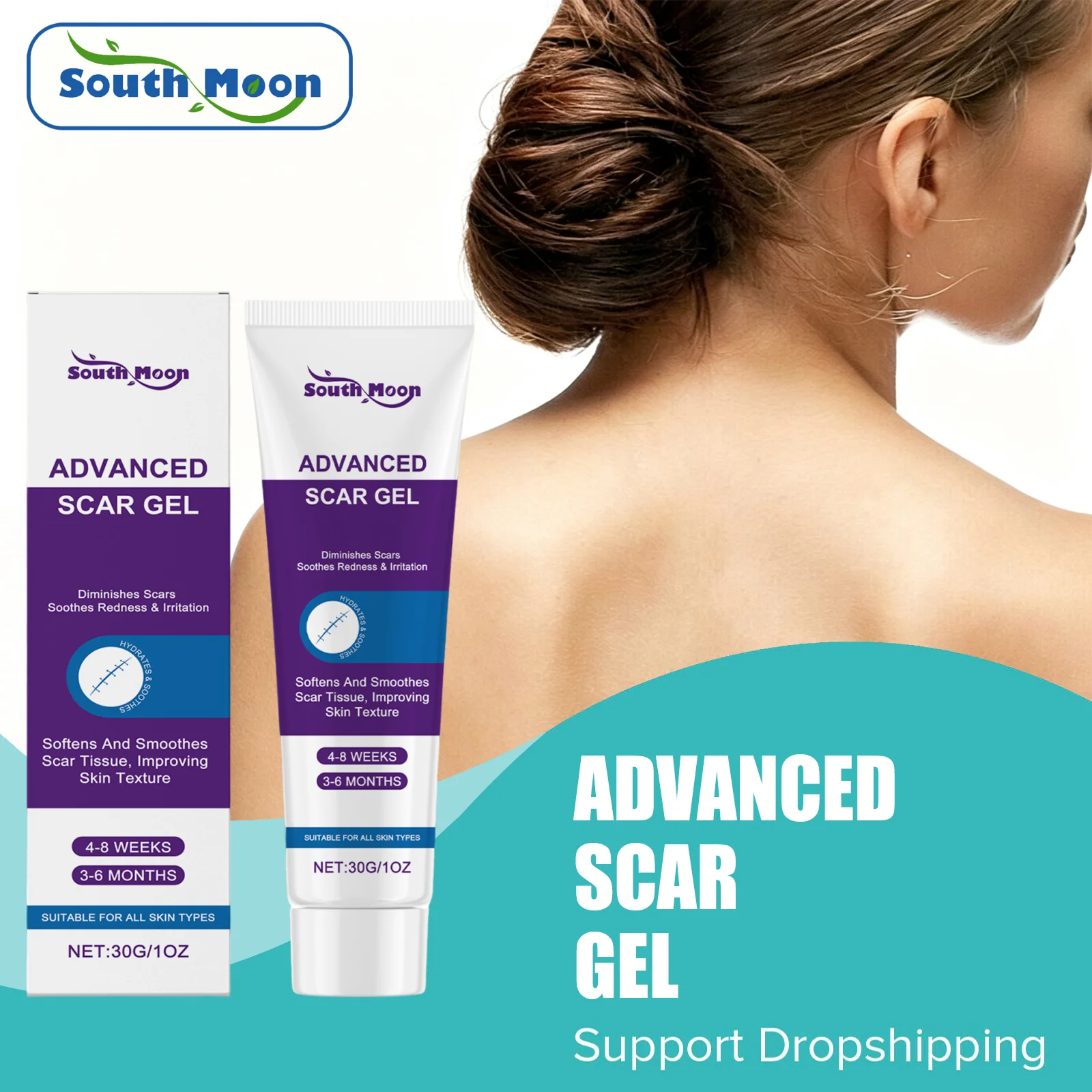 Advanced Scar Gel for Body Skin Care Fades Old and New Marks Refreshing Non‑Sticky Texture Portable Day Night Skin Repair Gel