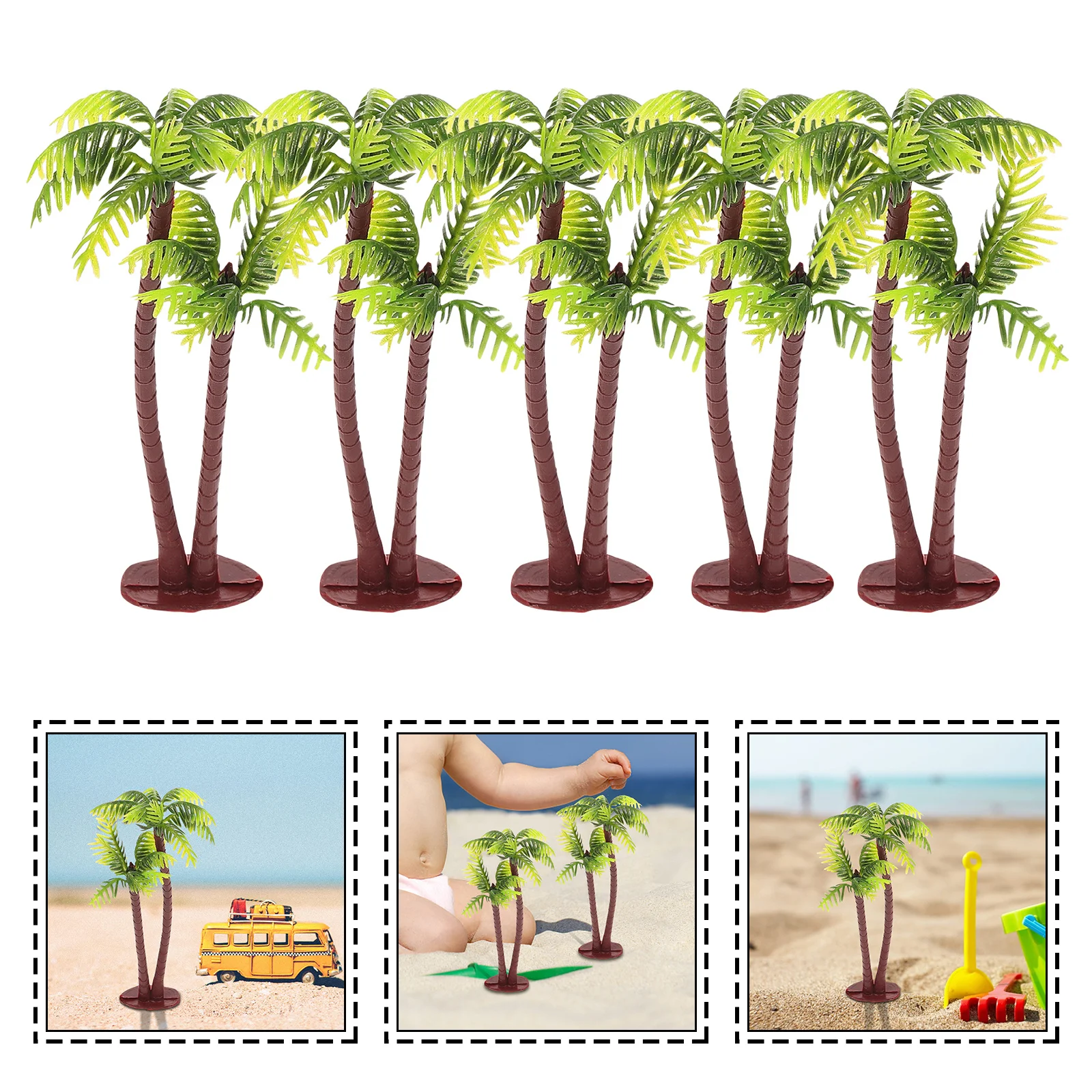 

5Pcs Plastic Coconut Palm Tree Miniature Bonsai Artificial Trees DIY Micro Landscape Miniature Garden Decoration