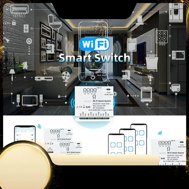 

4CH Ewelink Wi-Fi умный переключатель + RF433 пульт дистанционного управления 85-265 В 2,4G Wi-Fi Smartlife модуль домашней автоматизации для IFTT Alexa Google Home Durable
