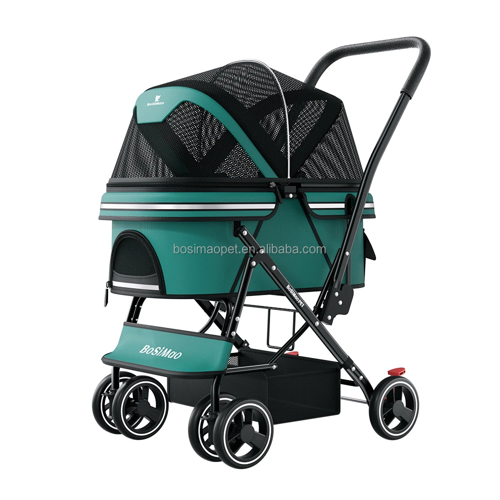 All-In-One Quick-Folding Cat & Dog Stroller Outdoor Travel Cart for Medium Sized Pets up to 15kg