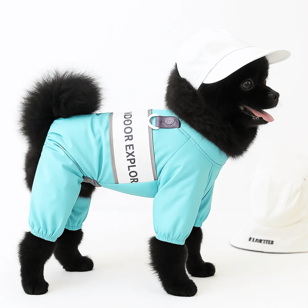 

Windproof Dogs Raincoat Adjustable Straps Antifouling Dog Hooded Raincoat with D Ring Full Coverage Raincoat Pet Protection