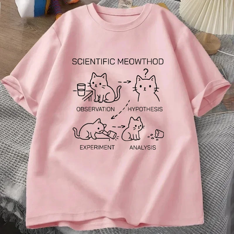 Science Cat Language Fun Science Cat Teacher Student Cool T-shirt Casual Printed T-shirt Top Unisex Clothing Fashion Personality