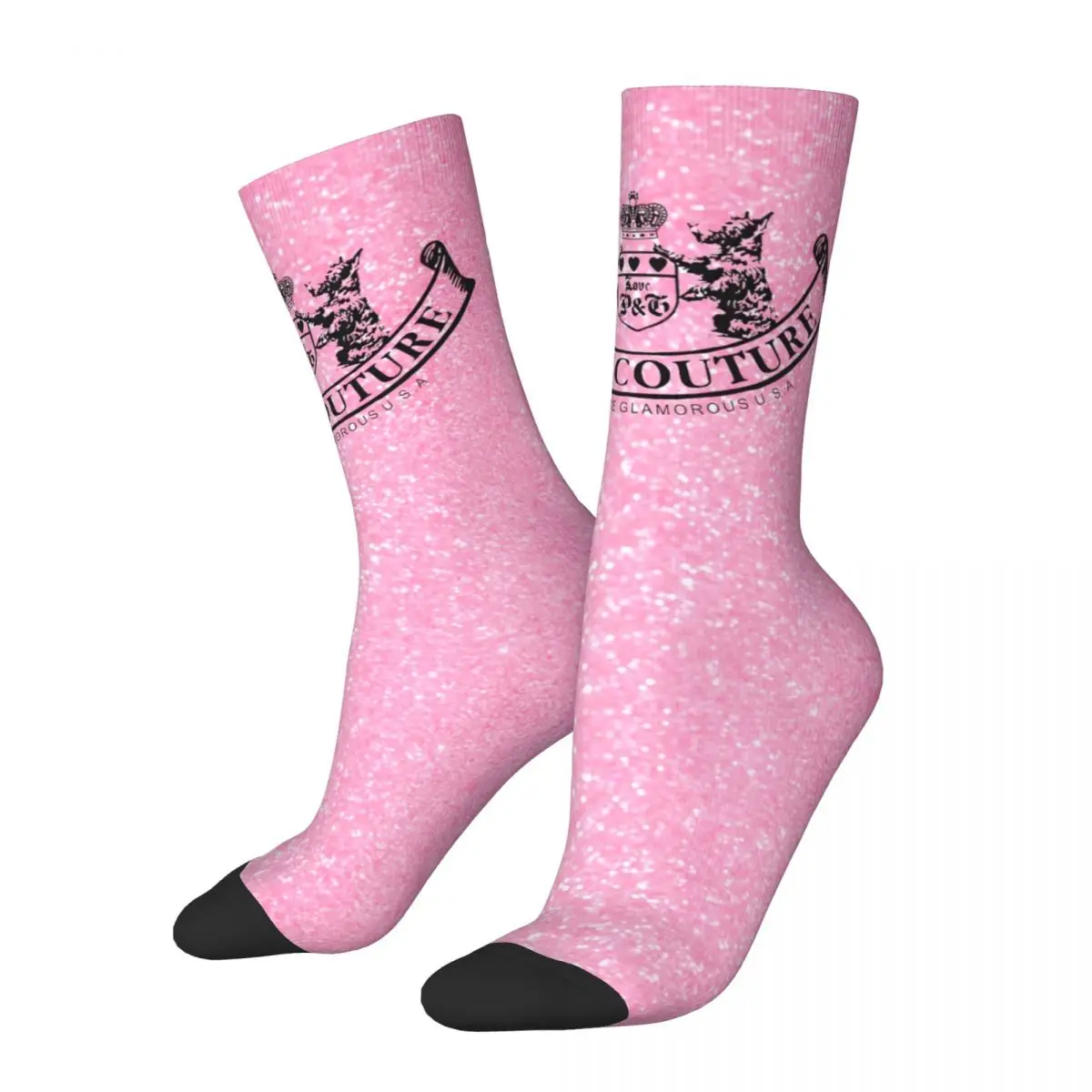 Juicys Pink Y2K JC Socks Men's Women's Funny Happy Coutures Socks Novelty Spring Summer Autumn Winter Socks Gifts