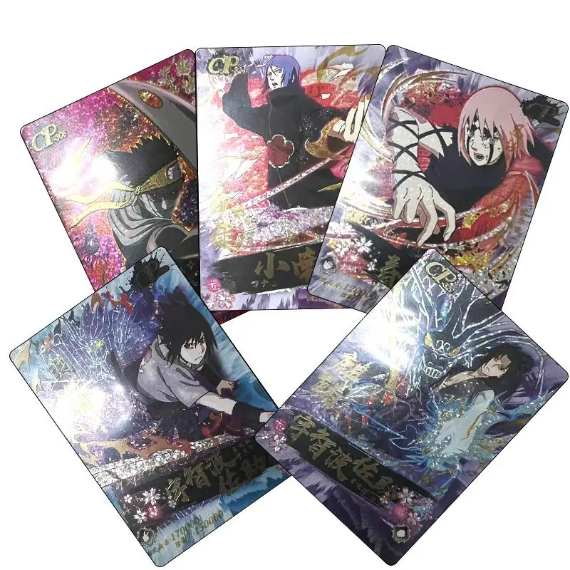 NARUTO CP series Gaara Uchiha Sasuke Haruno Sakura Anime characters Bronzing collection flash card Cartoon toys Christmas gift