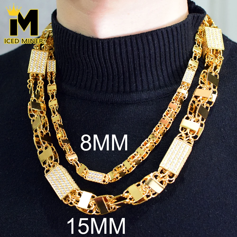 Imagem -02 - Iced Out Cuban Chain Necklaces para Homens e Mulheres Hip Hop Jóias Góticas Bling Zircon Box Chain