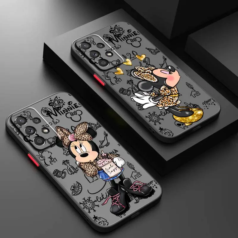 

Leopard Mickey Cute For Samsung A73 A72 A71 A55 A54 A53 A52 A51 A35 A25 A15 A14 5G Frosted Translucent Phone Case