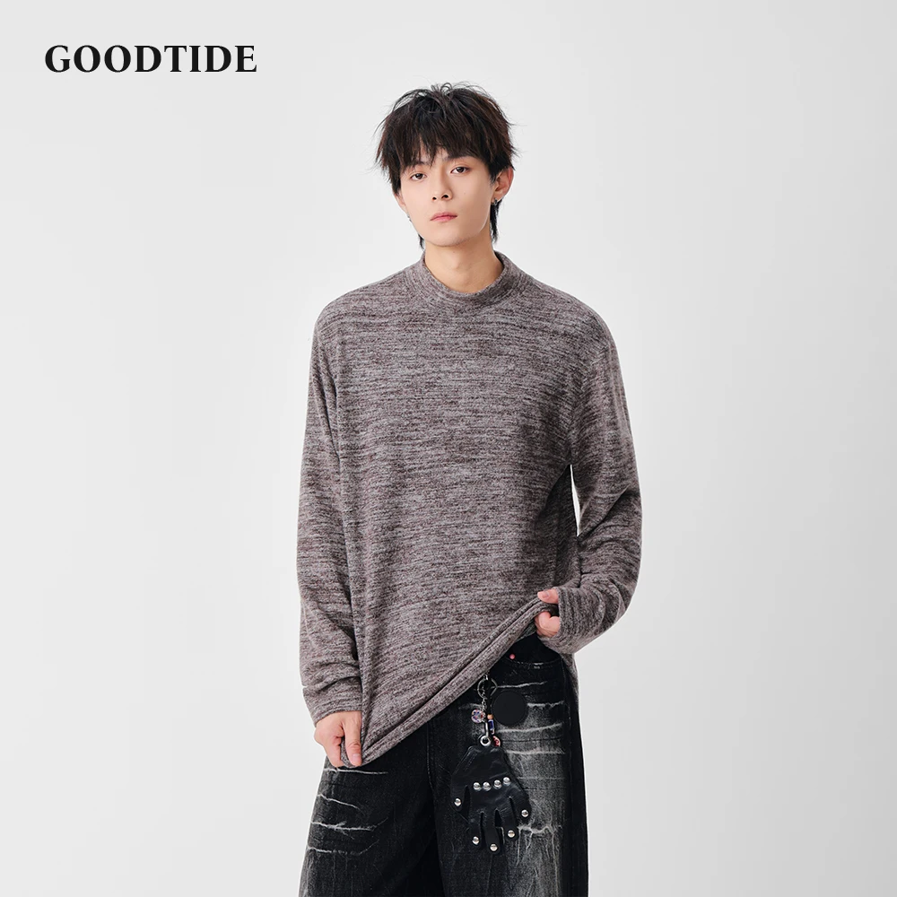 سترة رجالية عصرية غير رسمية برقبة وهمية 2025 خريف شتاء جديد محكم متماسكة وفضفاضة تناسب تصميم مريح ملابس يومية