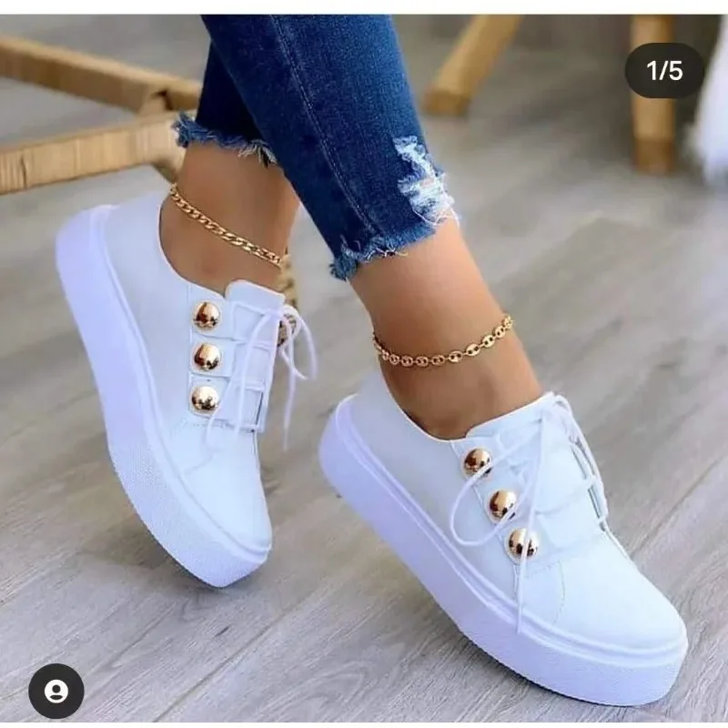 

Platform Casual Sport Shoes Women's Plus Size 43 Lace Up Sneakers Wedge Non Slip Woman Vulcanize Casual Shoes Zapatos De Mujer