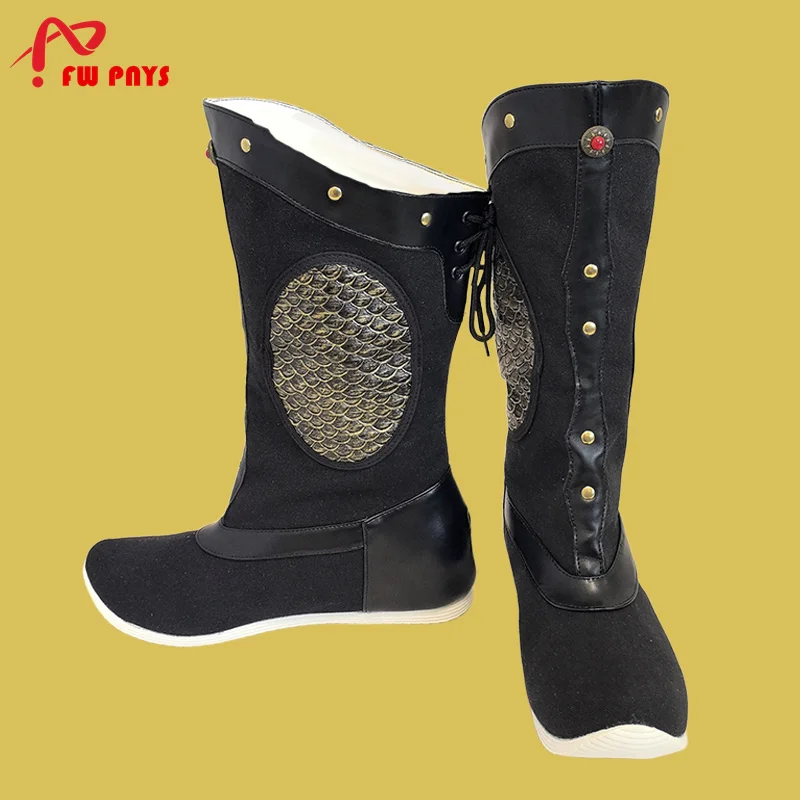 

Cool Armor Black Boots Ancient Chinese Wuxia Boots Height Increase Warrior Swordsman Cosplay Shoes Vintage