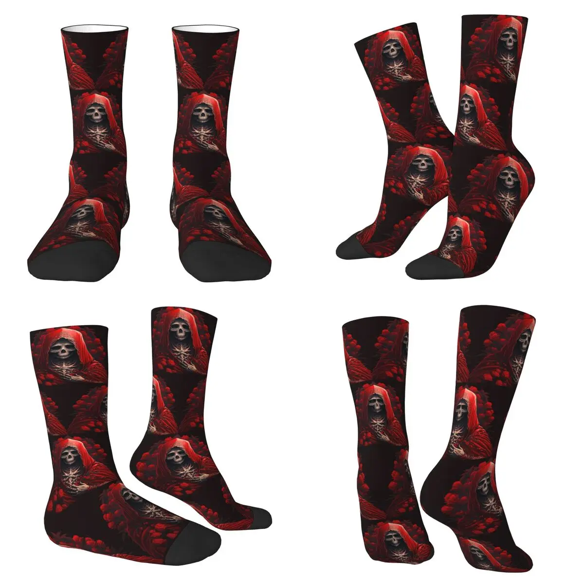 

Santa Muerte Saint Death Goth Mexican Muertos Носки с черепом Впитывающие пот чулки Всесезонные длинные носки для унисекс на Рождество