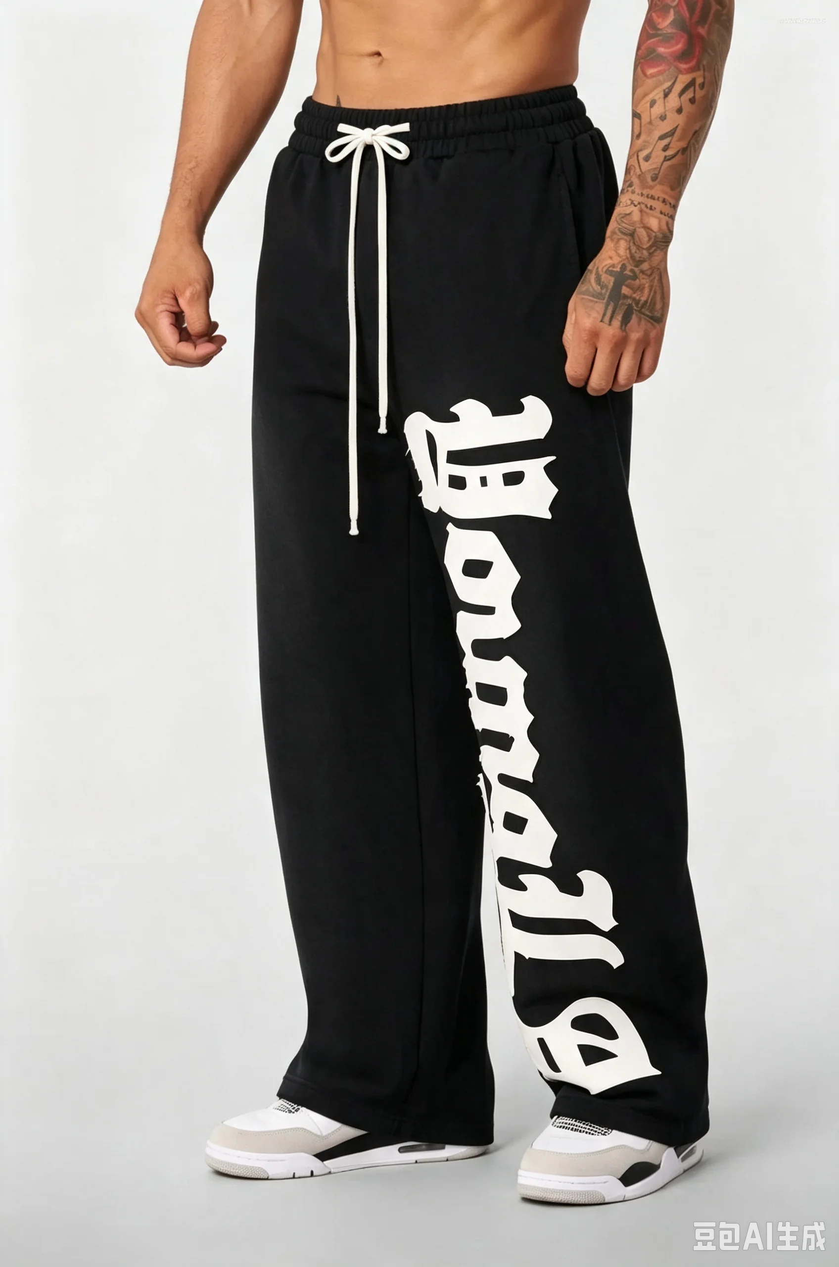 2026 New Gothic Vertical Letter Graphic Sweatpants Elastic Drawstring Loose Y2K Hip Hop Streetwear Casual Long Trousers kids