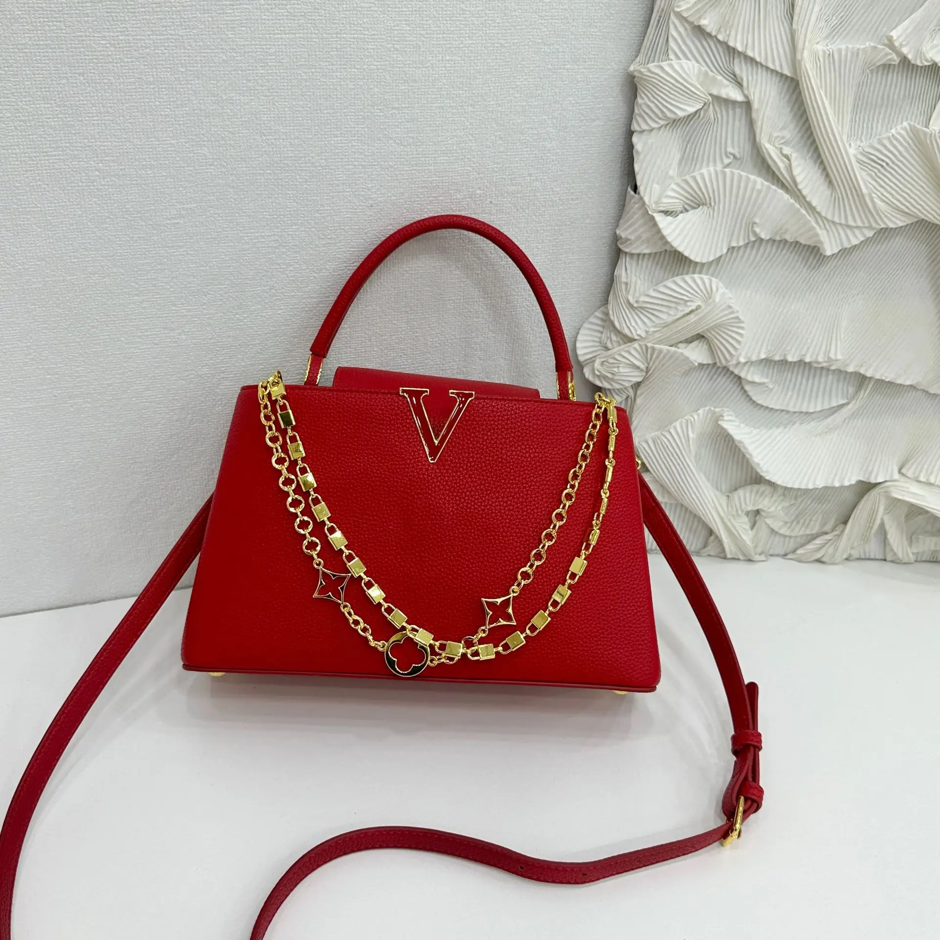 حقيبة يد منقوشة من الليتشي - ملابس متعددة الاتجاهات (كروس بودي/محمولة باليد)، واسعة وأنيقة، مثالية للعمل والسفر، شحن مجاني