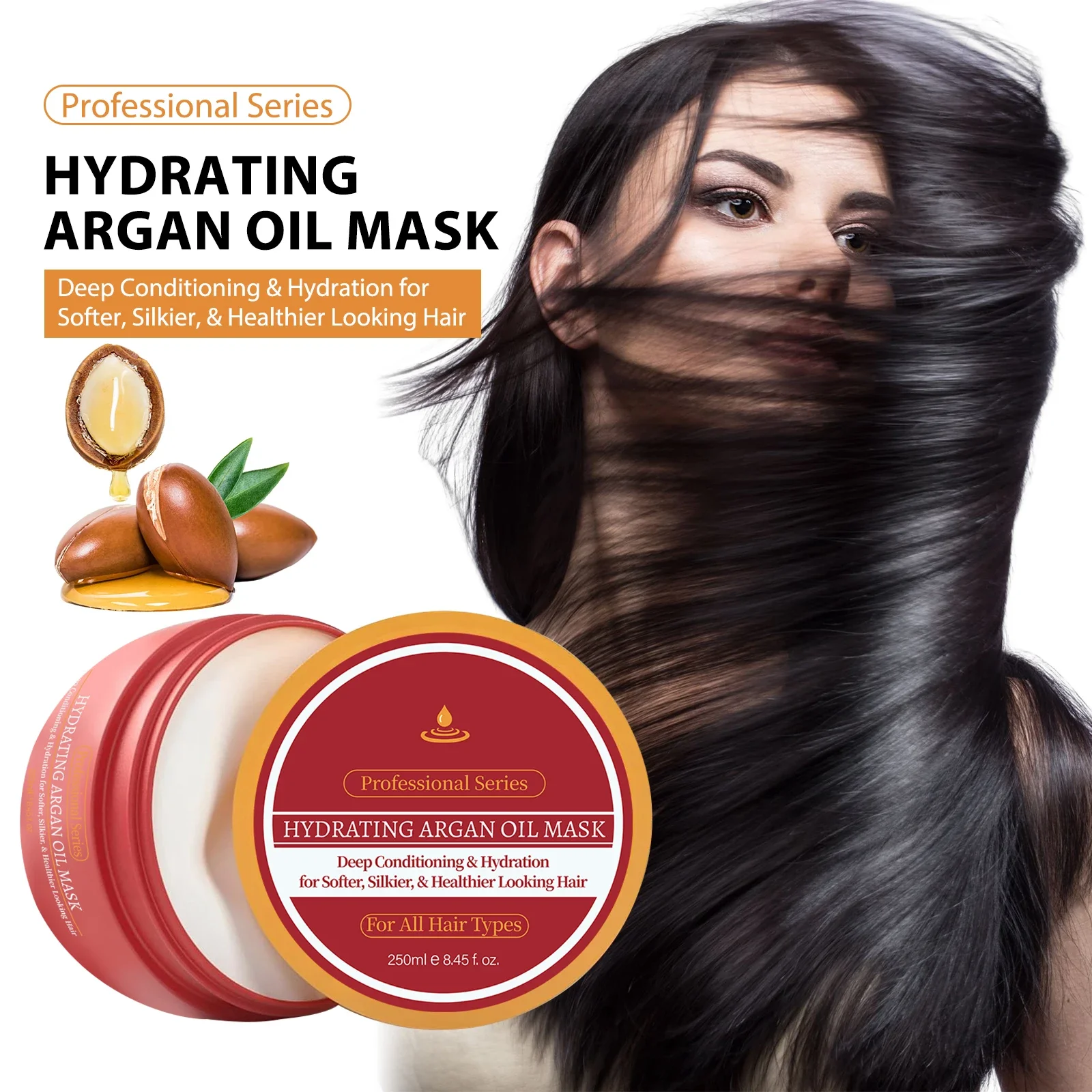 

Маска для волос с аргановым маслом, глубокое восстановление, мгновенно смягчает и оставляет вьющиеся волосы, против ломкости поврежденных волос, интенсивное увлажнение и блеск