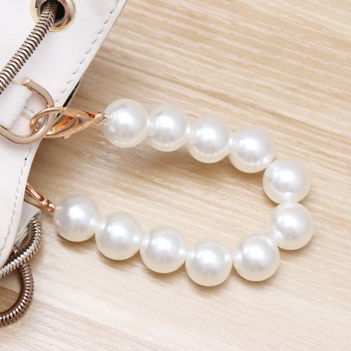 26Cm Simulated Pearls Bag Handle Strap 11Mm 18Mm Beaded Design Chic Easy Attach Removable for Handbag Purse DIY Craft Projects