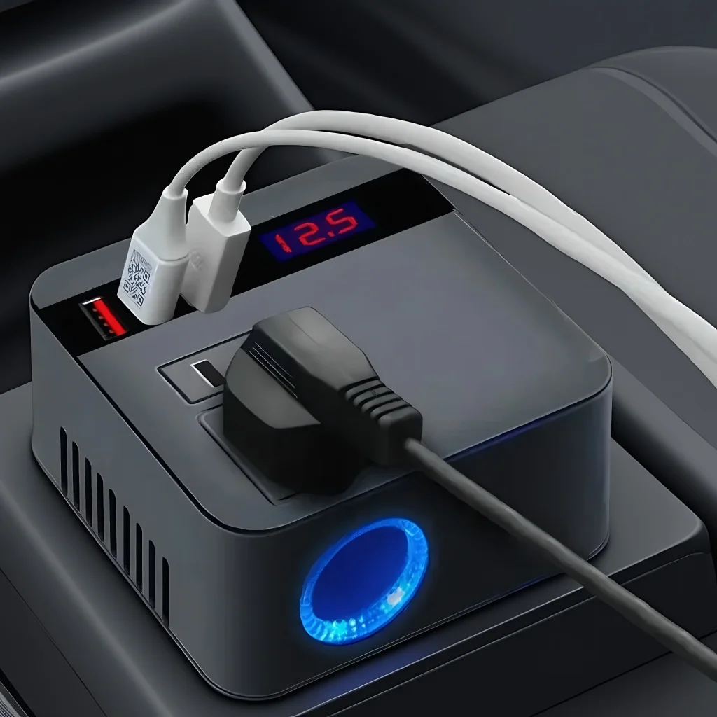 

High Output Onboard Power Inverter Smart LED Display 3 Port Fast Charging USB Hub Overvoltage Protection