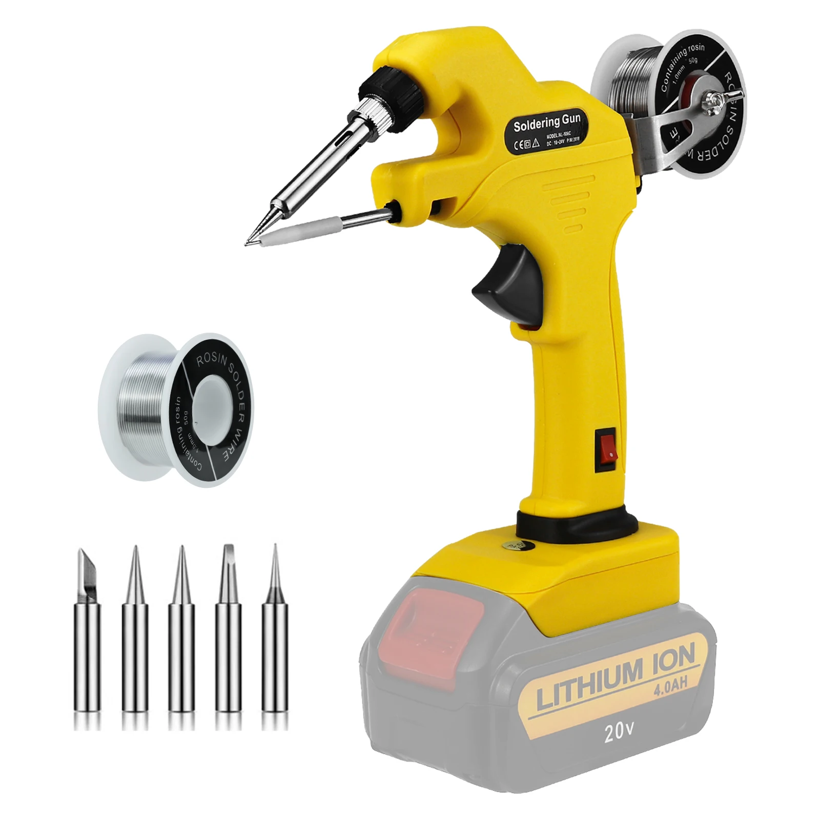 

30W Cordless Soldering Iron Kit for Dewalt 20V Li-ion Battery 30s Quick Preheat with Solder Tips and Solder Wire (No Battery)