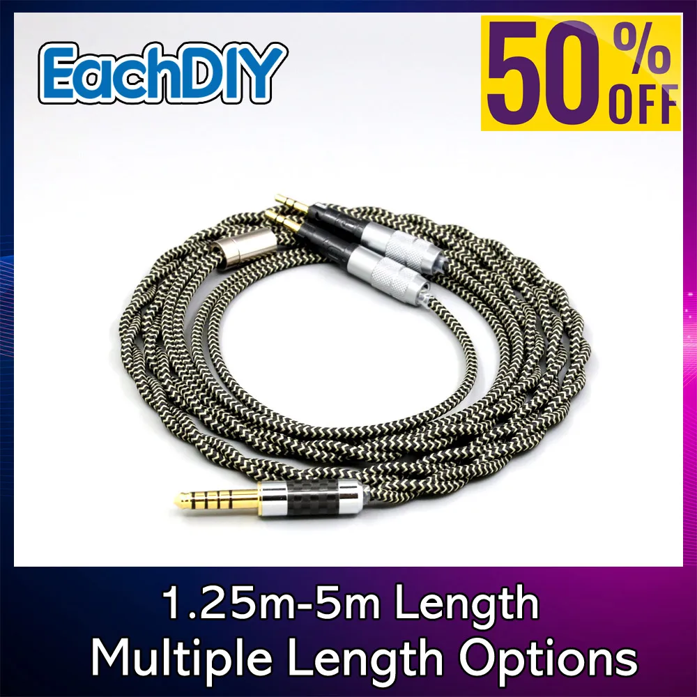 Shield Braided Sleeve 2 Core 2.8mm Litz OFC Earphone Cable For Audio-Technica ATH-R70X Headphone Headset 8054