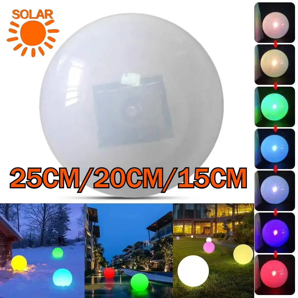 

Multicolor LED Solar Ball Light Outdoor Swimming Pool Floating Light Underwater Ball Lamp for Yard Pond Garden Pool Home Decor