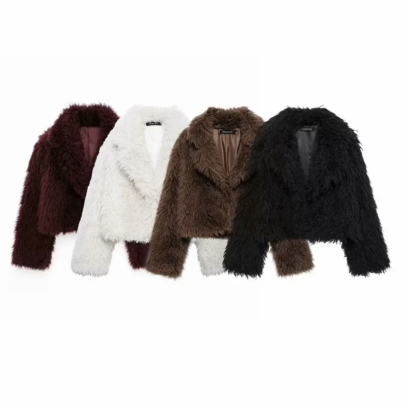 Women's Faux Fur Jacket Winter Classic Fashion and Environmentally Friendly Fur Short Coat Lapel Long Sleeved Women Clothing