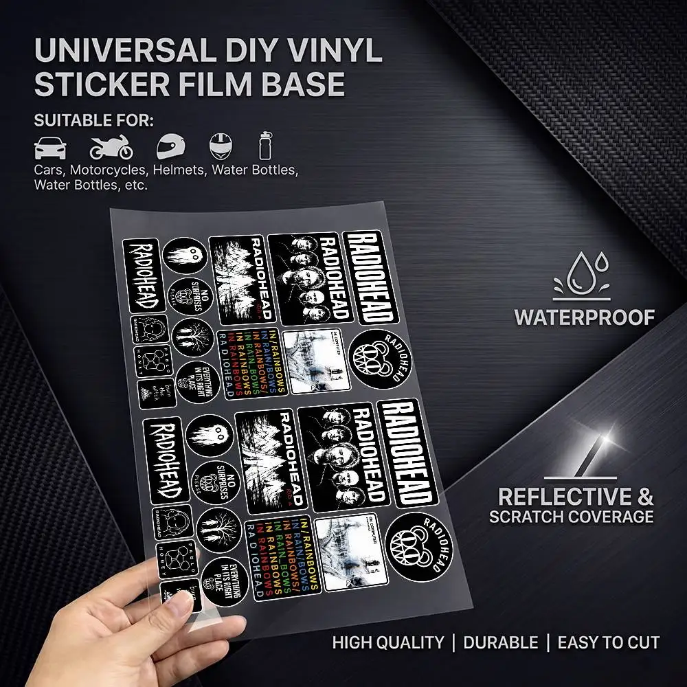 Radiohead Multi Scene Waterproof Reflective Scratch Cover Stickers Fit Auto Motorcycle Helmet Refrigerator