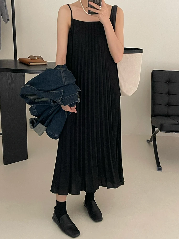 E vintage outono novo estilo fora do ombro sem mangas vestido longo camada base fena pesado adornado psado midi...