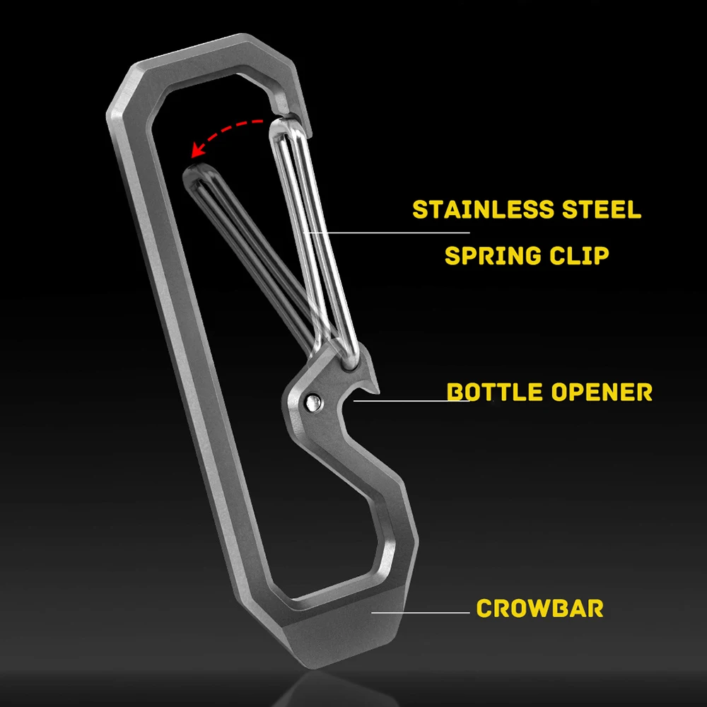 Titanium Alloy Keychain Crowbar Quick Hook Mount Hiking Hook For Men Multi-functional Bottle Opener Portable Simple Car Keychain