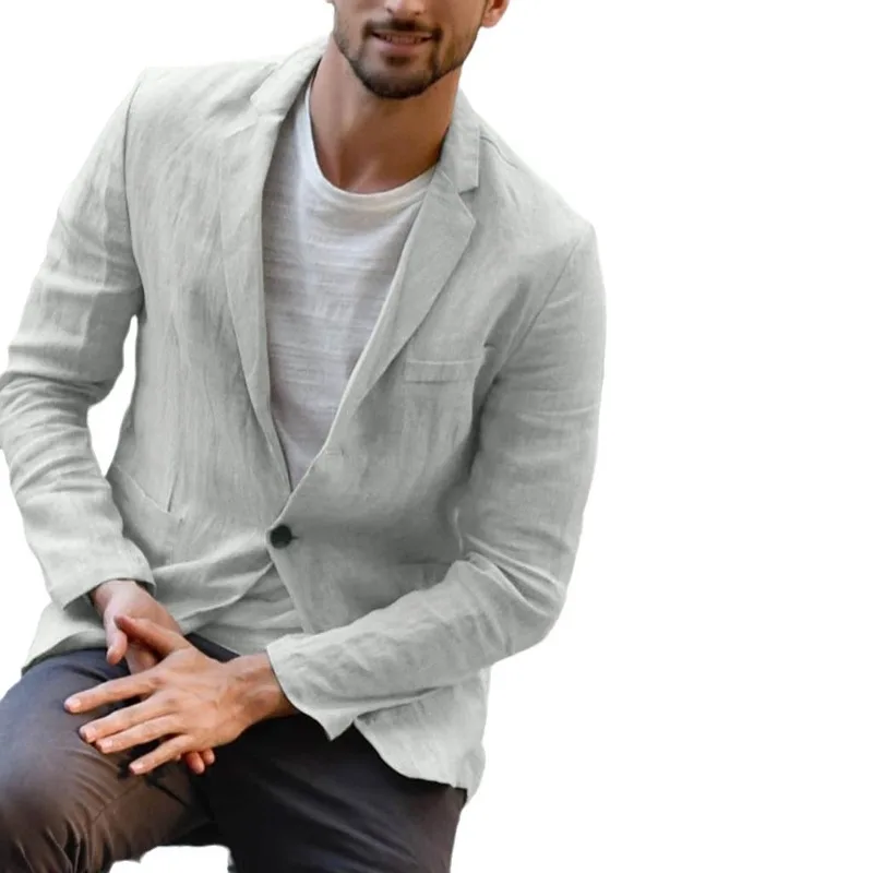 Men's Clothing Trade Four Seasons Cotton and Linen Casual Blazer Loose Thin Men's Simple Suit  Men Clothing