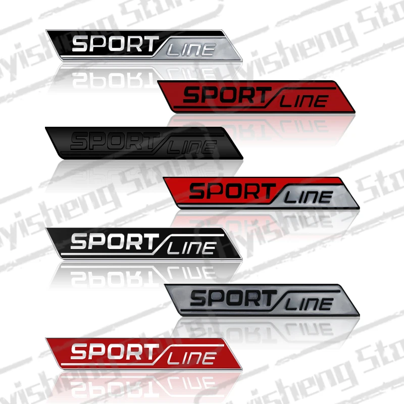 Metal Car Styling Sport Line Front Grille Sticker Badge Rear Trunk Body Emblem For Skoda VRS Octavia Rapid Kodiaq Karoq Superb