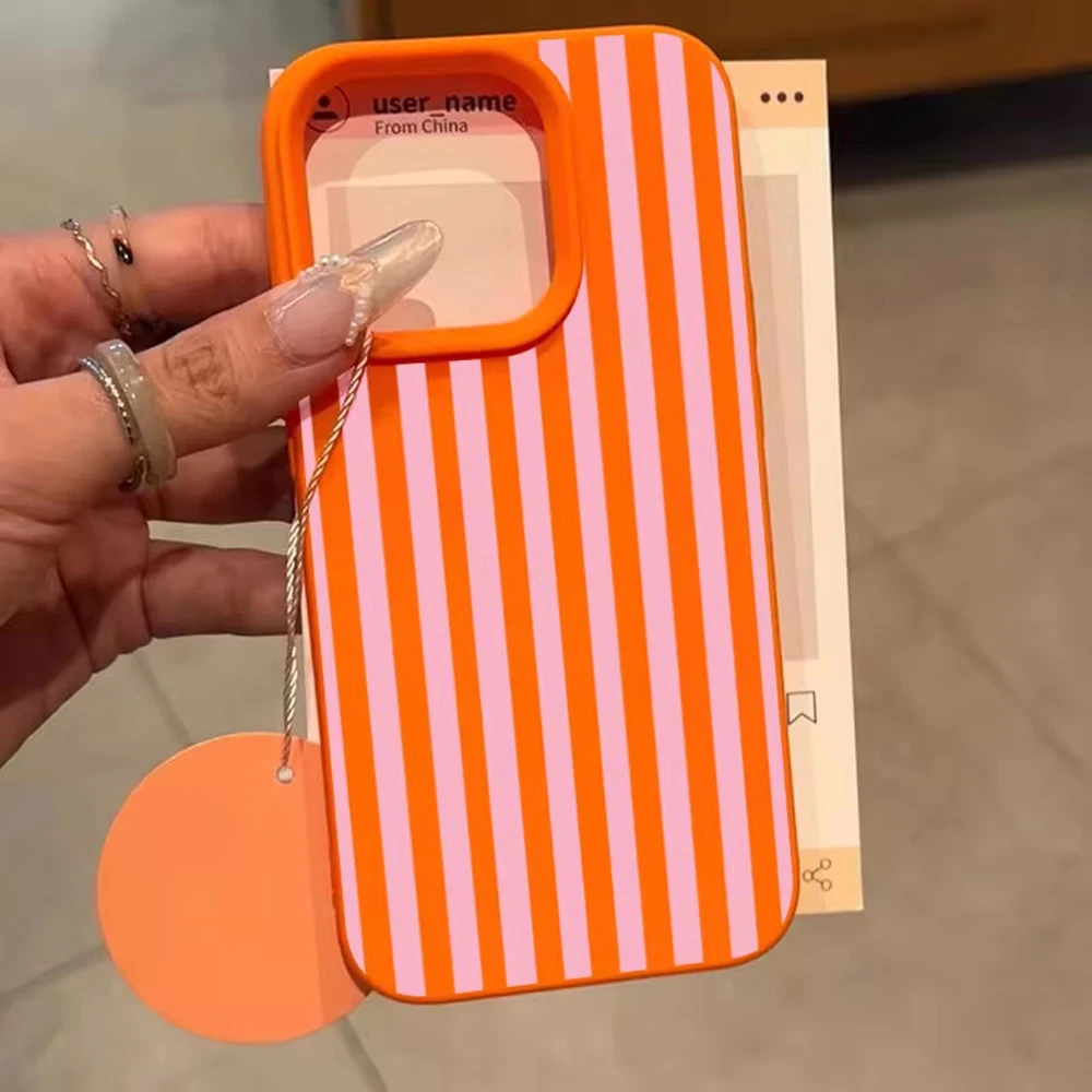 Bunte Streifenmuster Lychee Soft-Silikon-Handyhülle für iPhone 17 16 15 14 13 12 11 Pro Max 15 Plus 17 Air X Xs XR