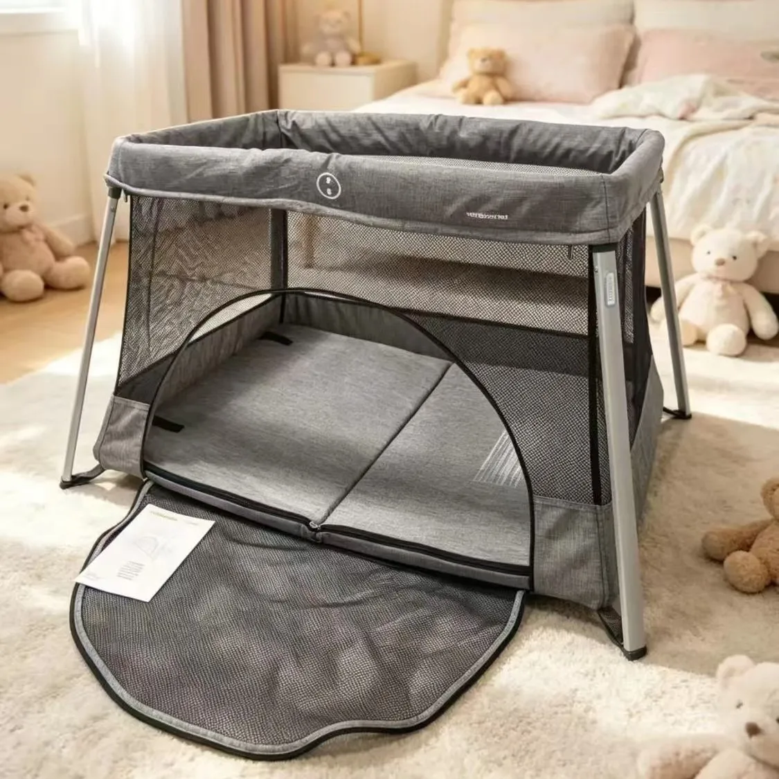 Babyfond Foldable Baby Playpen No‑Assembly Indoor Toddler Activity Fence Breathable Mesh Safety Play Yard for Baby Crawling