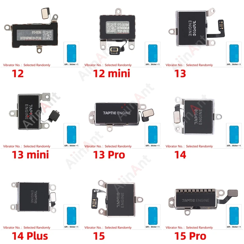 100% Test AiinAnt For TAPTIC ENGINE Vibrator Motor Flex Cable For iPhone 12 13 14 15 Pro Max Plus mini with Sticker Spare Parts