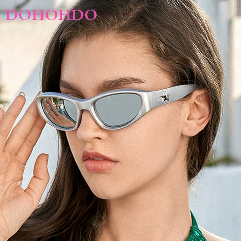 

DOHOHDO New Pentagram Spice Girls Cyber Punk Sunglasses Sport Street Riding Eyewear Sweet Cool Style Girls Futuristic Sunglasses