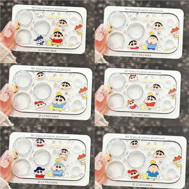 3D Cartoon Crayon Shin Chan HD Camera Lens Protective Film For iPhone 17 17 Pro 18 Pro Max Luxury Tempered Glass Protective Film