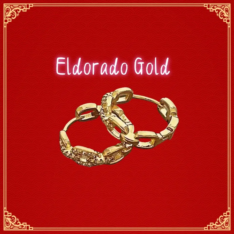 

24K 9999 Pure Gold Ring buckle earrings women's simple temperament earrings Valentine's Day giftValentine's Day gifts for couple