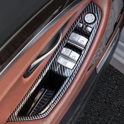 Couverture de garniture de nervure de panneau de porte intérieure de voiture, autocollants de protection en fibre de carbone, poignée intérieure, BMW LHD 2011-2017, série 5, F10, F18, F11