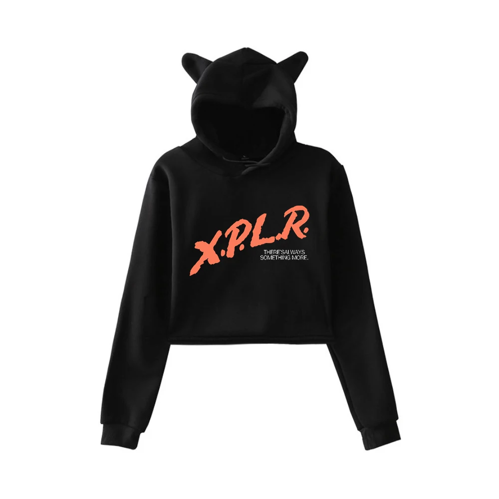 

Women Hoody XPLR Sam and Colby Dare Merch Cat Ears Hoodie Long Sleeve Crop Top Sweatshirts Women's Hip Hop Clothing