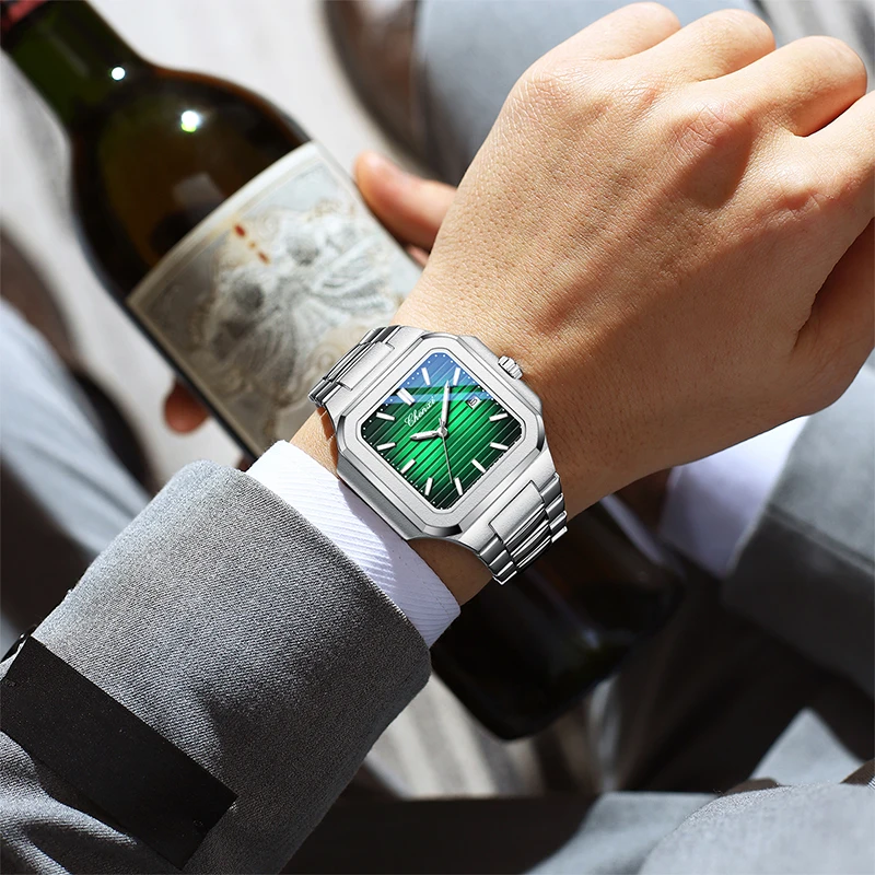 Business Design Men's Wristwatch Waterproof Luminous Man Watch Square Dial Stainless Steel Men Watches CHENXI