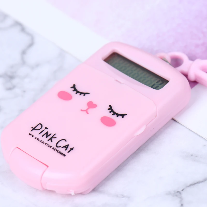 Portable Digit Calculator Kawaii Mini Calculator Pocket Display Cartoon Cute Creative Keychain Calculator Office Supplies