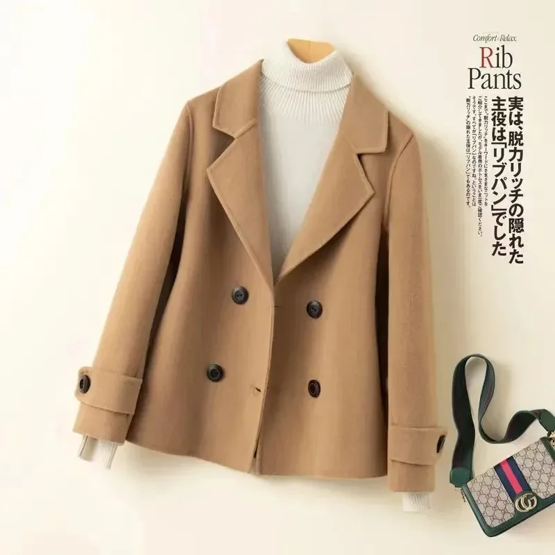 

Women Woolen Coats Winter Trench Coat Cocoon Wool Long Coat Tops Wool Woat Elegant Bodycon Double Breasted Coat JJ367